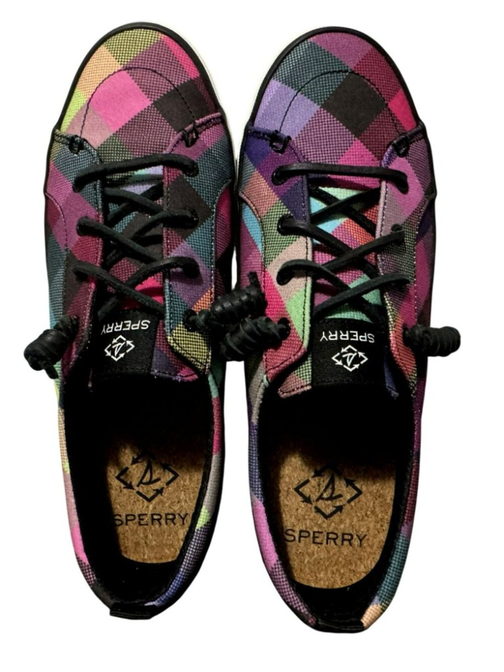 Sperry Women's Slip-On Crest Vibe Gingham Sneaker Sz 9 Multicolor Plaid Preppy - Picture 8 of 11